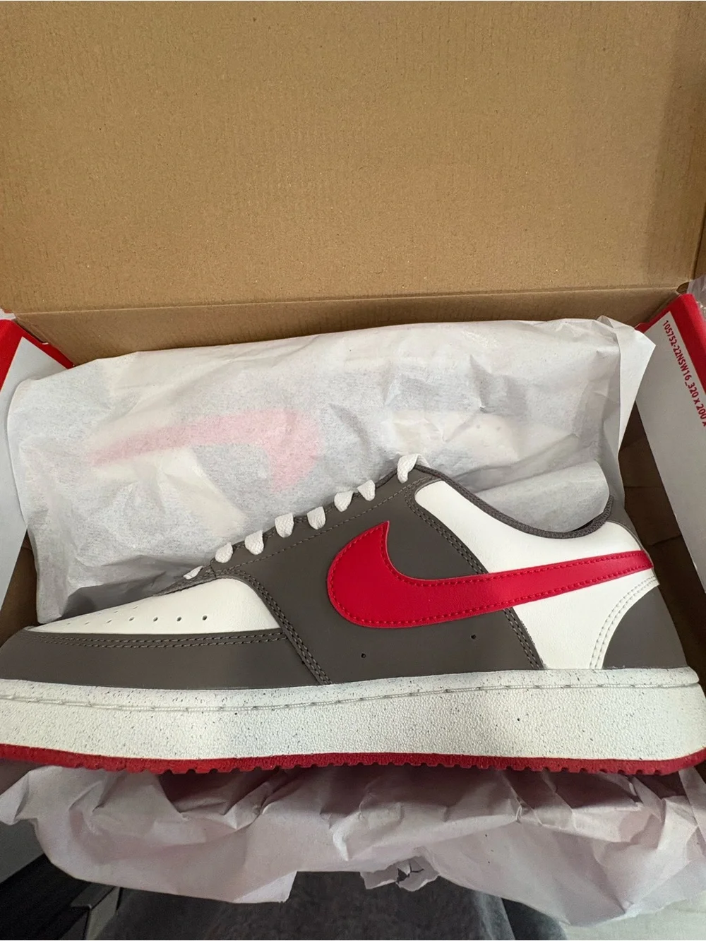 Nike Men’s Low-Top Sneakers - White/Gray with Red Swoosh. BNWT size 10 AT-7/48